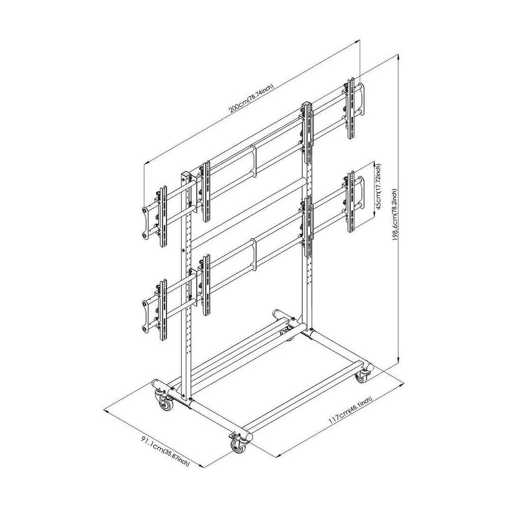 46 to 60" 2X2 Video Wall Mount w/ Wheels - Micro Adjustable - CT-OS2X2-4660