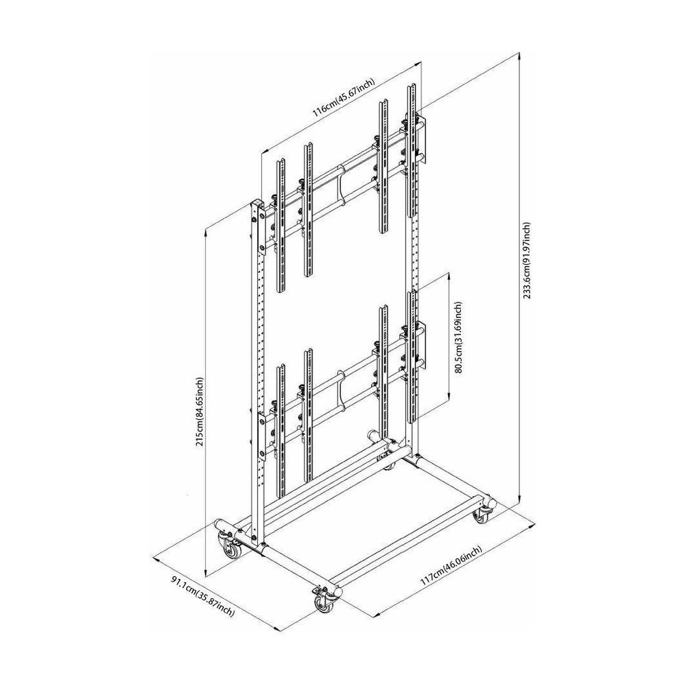 46 to 60" 2X2 Video Wall Mount w/ Wheels - Portrait - 2X2P-4660