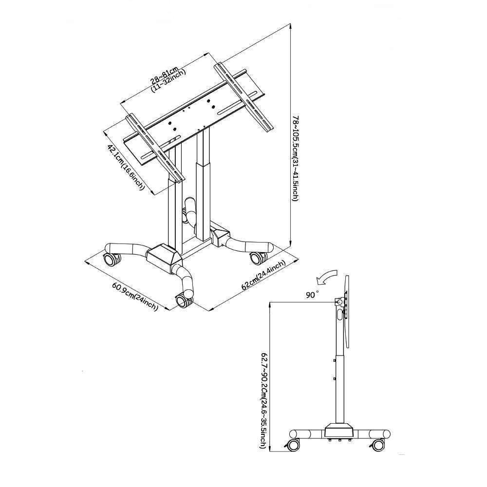37 to 56" Touch Screen Stand - Mobile & Adjustable - CT-OS3256