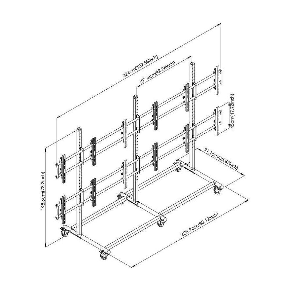 55" 3X2 Video Wall Mount w/ Wheels - Micro Adjustable - CT-OS3X2-55