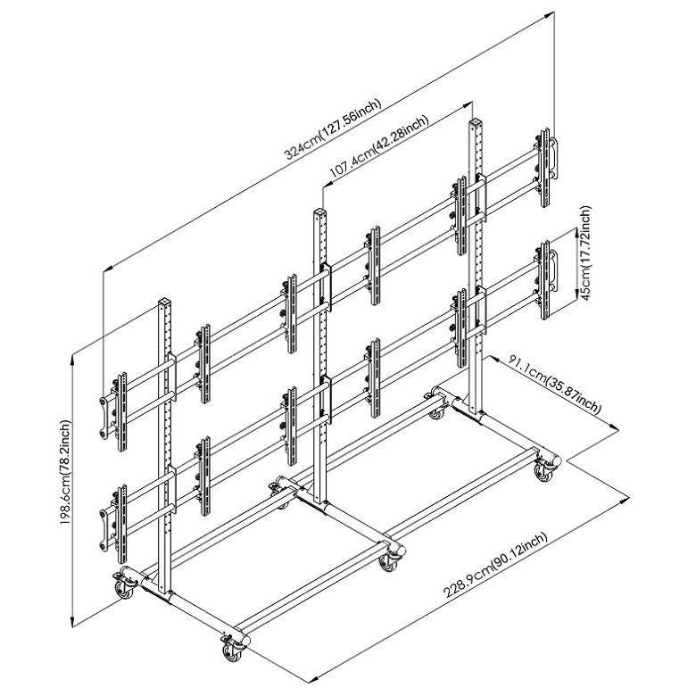 55" 3X2 Video Wall Mount w/ Wheels - Micro Adjustable - CT-OS3X2-55