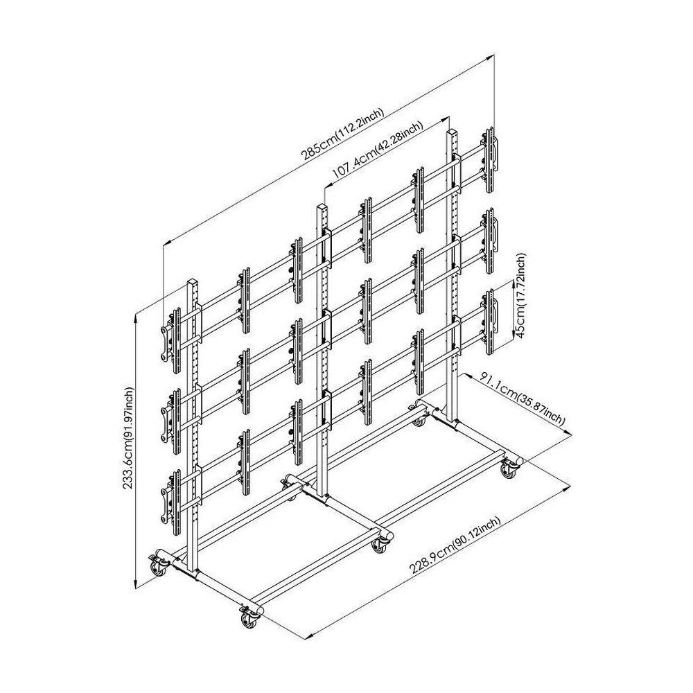46" 3X3 Video Wall Mount w/ Wheels - Micro Adjustable - CT-OS3X3-46