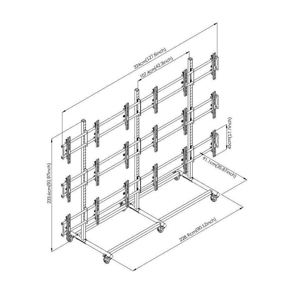 55" 3X3 Video Wall Mount w/ Wheels - Micro Adjustable - CT-OS3X3-55