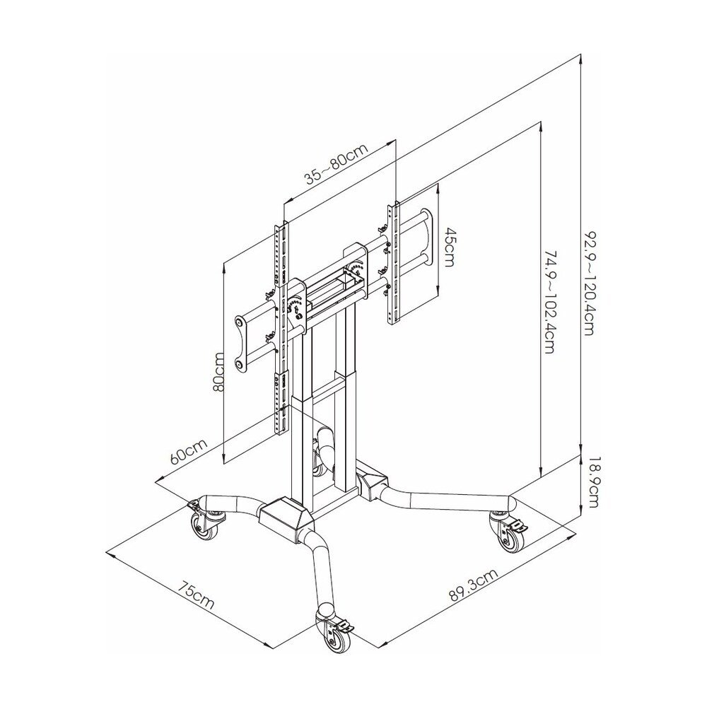 42 to 100" Touch Screen Stand - Mobile & Adjustable - CT-OS4200