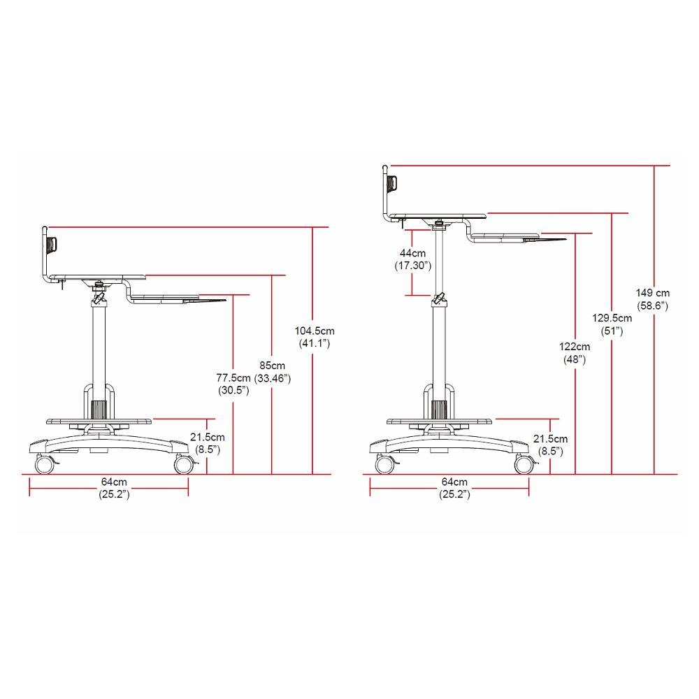 Sit-Stand Workstation w/ Wheels & Cable Manager - CT-PCH