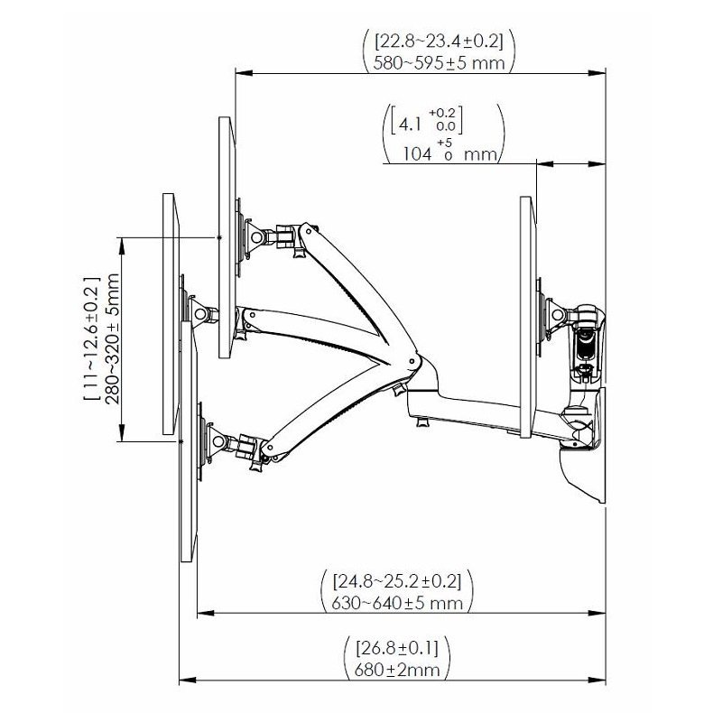 Dual Monitor Wall Mount w/ Spring Arms Silver - MW-GSD
