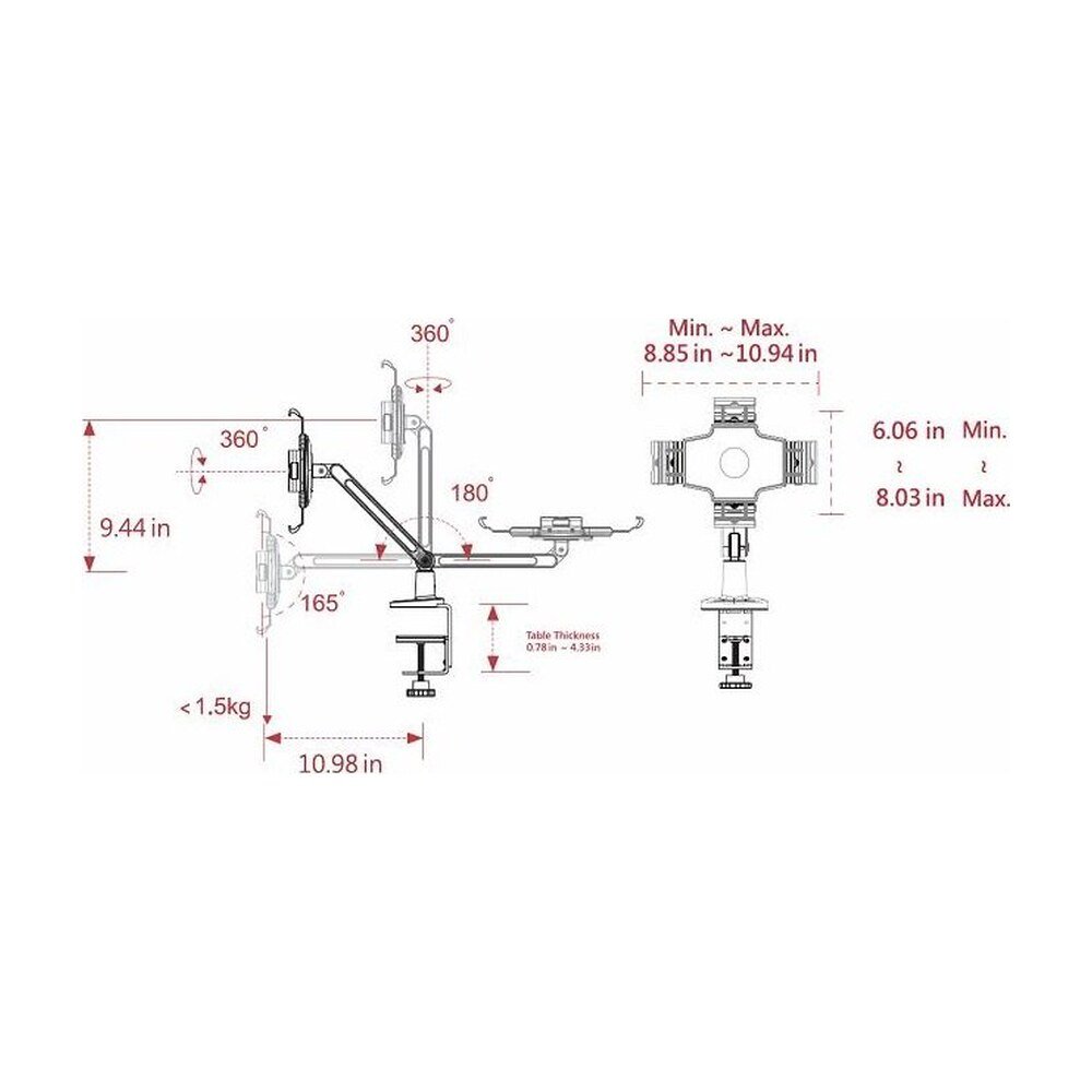 Tablet Mount for Desk w/ Single Arm - DM-1W
