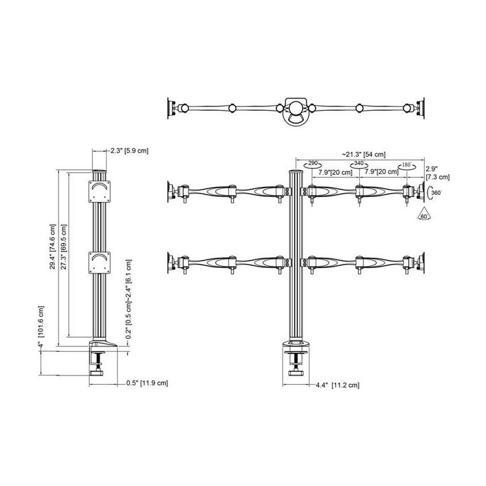 Quad Monitor Stand 2X2 w/ Full Swing Arms - DM-41A2