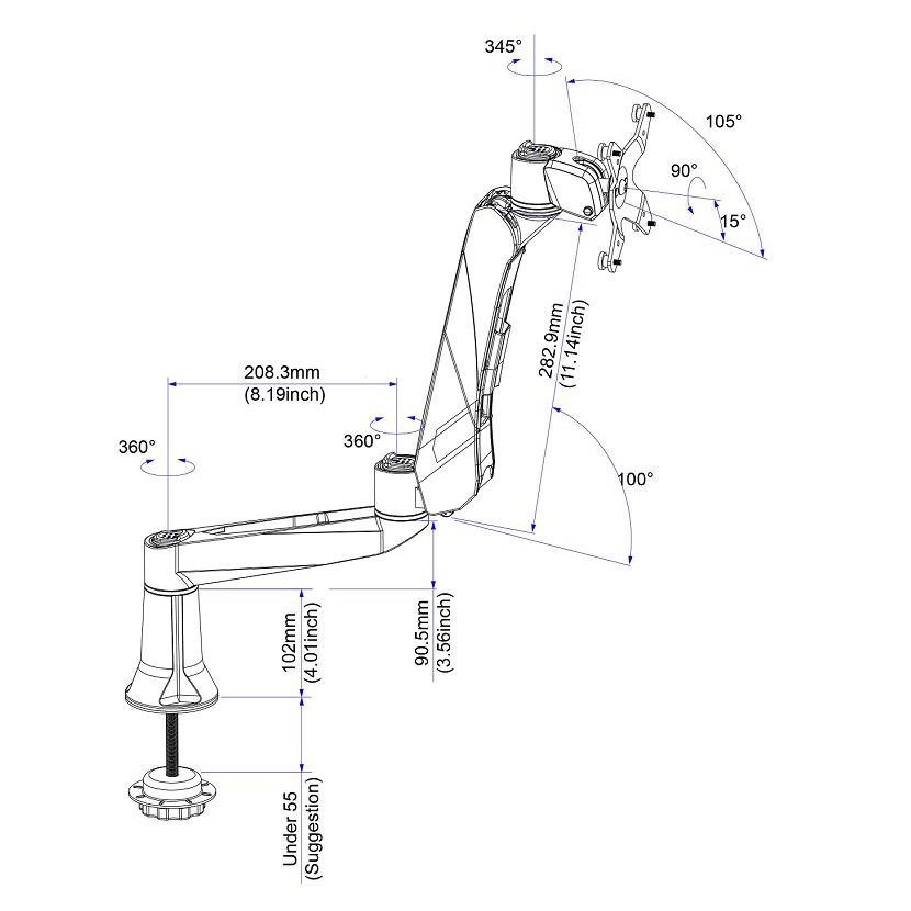 Monitor Stand w/ Spring Arm & Quick Connect - DM-C1SA2-G