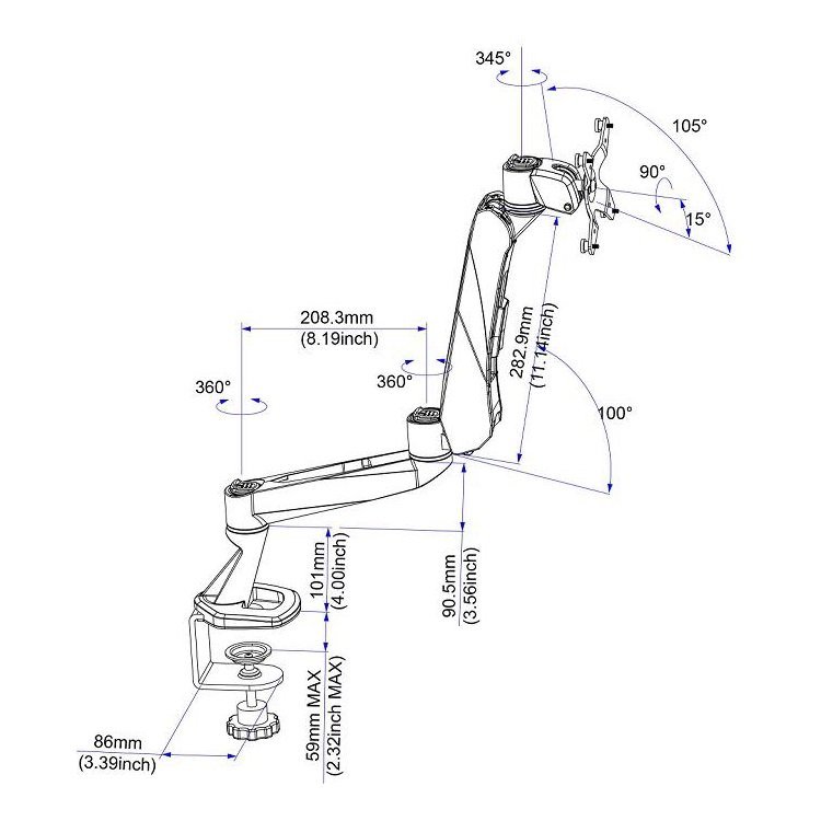 Monitor Stand w/ Spring Arm & Quick Release - DM-C1SA2-C