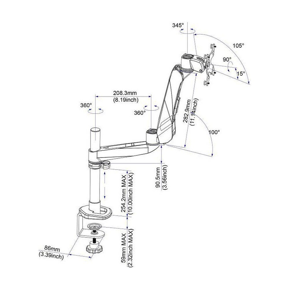 Monitor Stand w/ Spring Arm & Quick Release - Expandable - DM-C1SA3-C