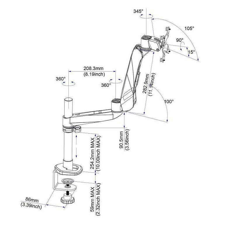Monitor Stand w/ Spring Arm & Quick Release - Expandable - DM-C1SA3-C
