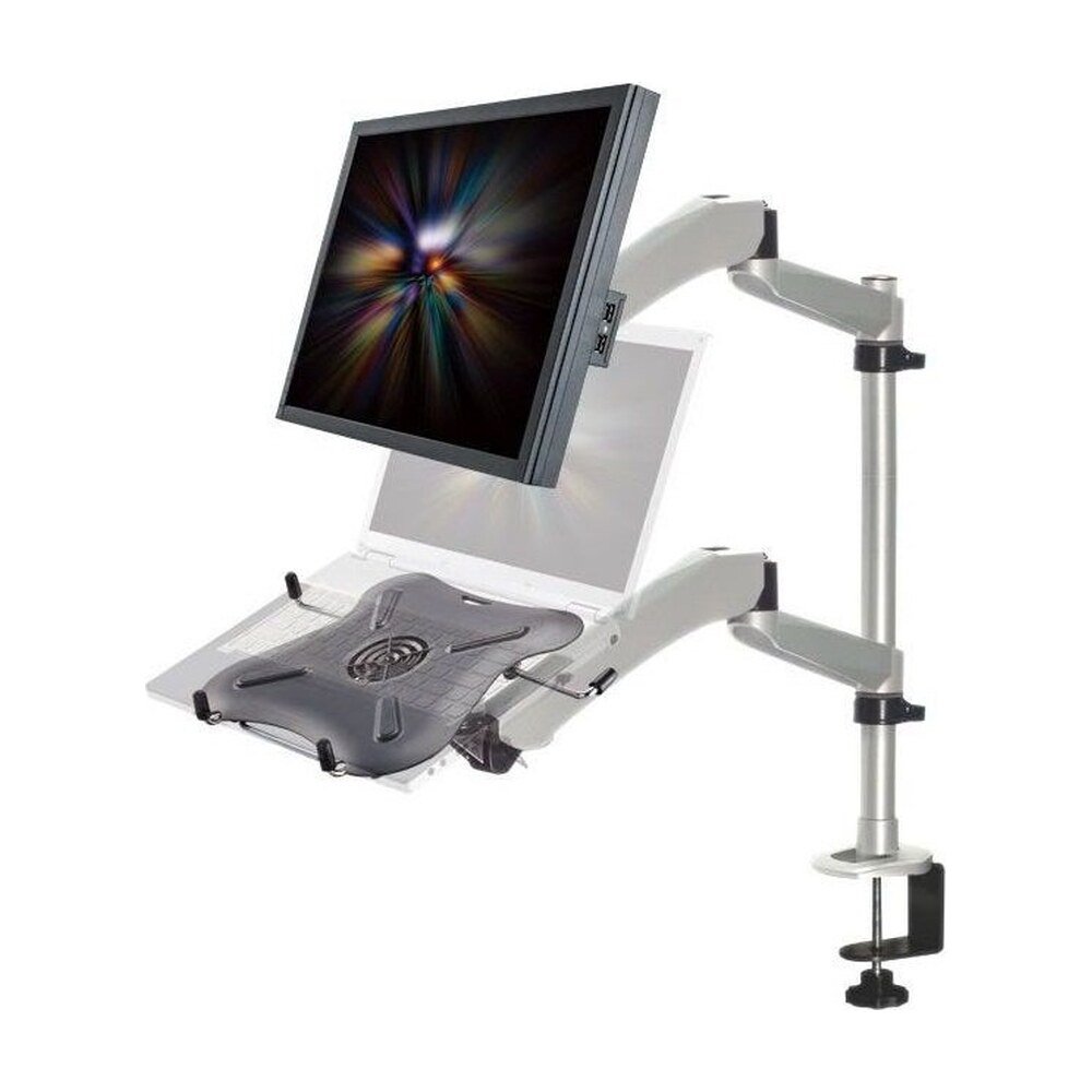 Dual Monitor Desk Mount 1x2 w/ Spring Arms & Quick Release - DM-C2SA3-C