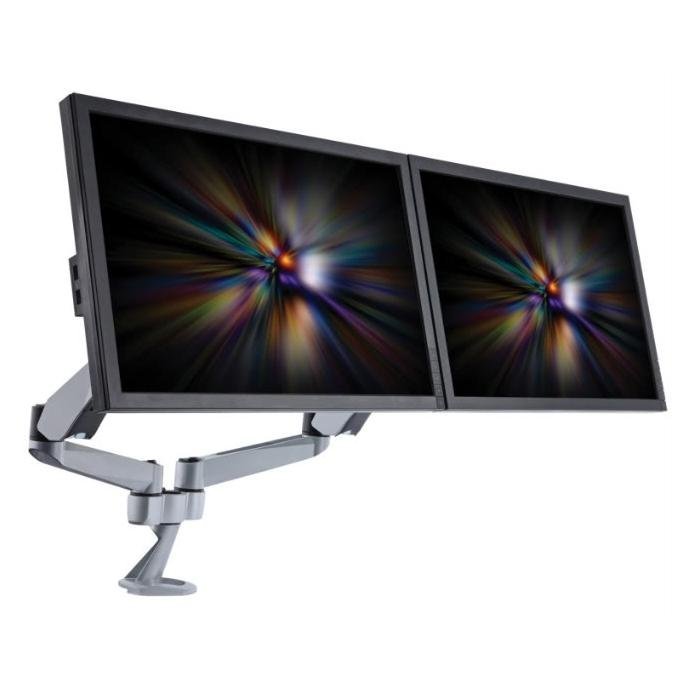 Dual Monitor Desk Mount w/ Spring Arms & Short Pole - DM-CDSA2-C