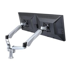 Dual Monitor Desk Mount w/ Quick Release & Short Pole