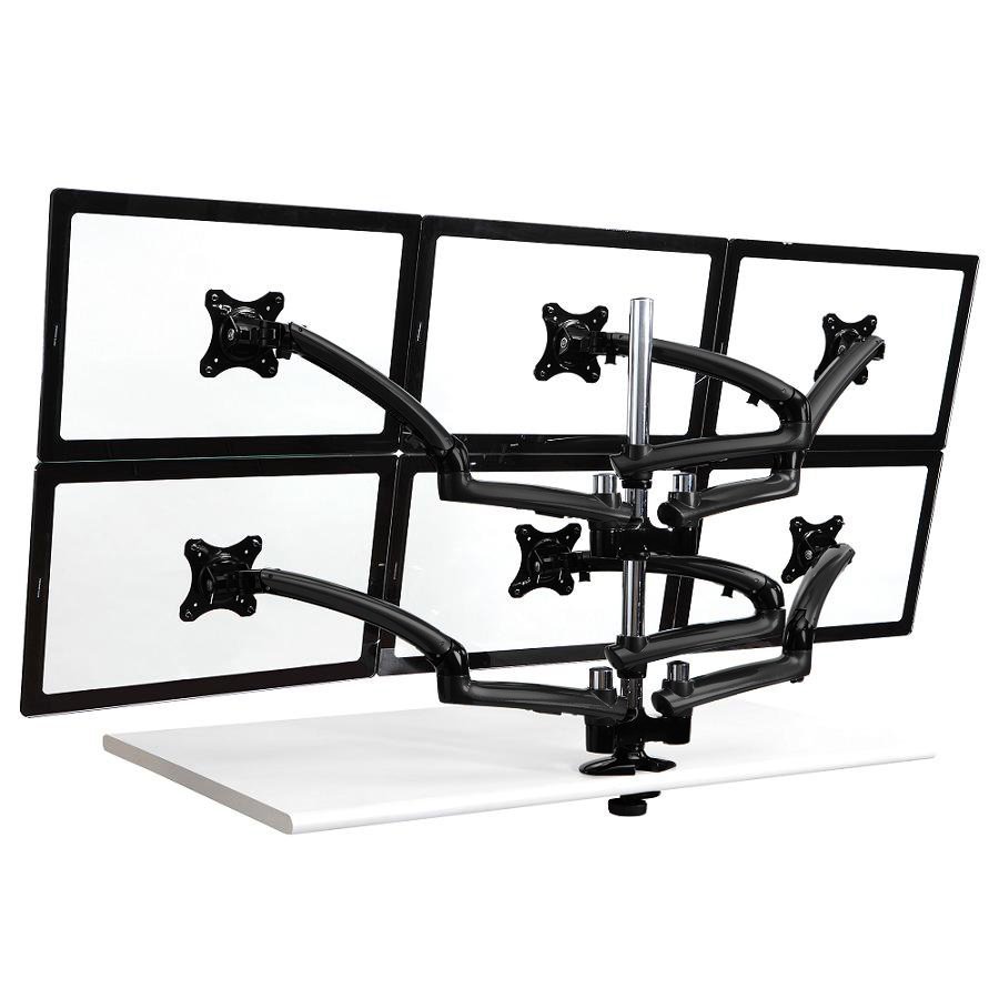 6 Monitor Stand 3X2 w/ Spring Arms Black - DM-GB616