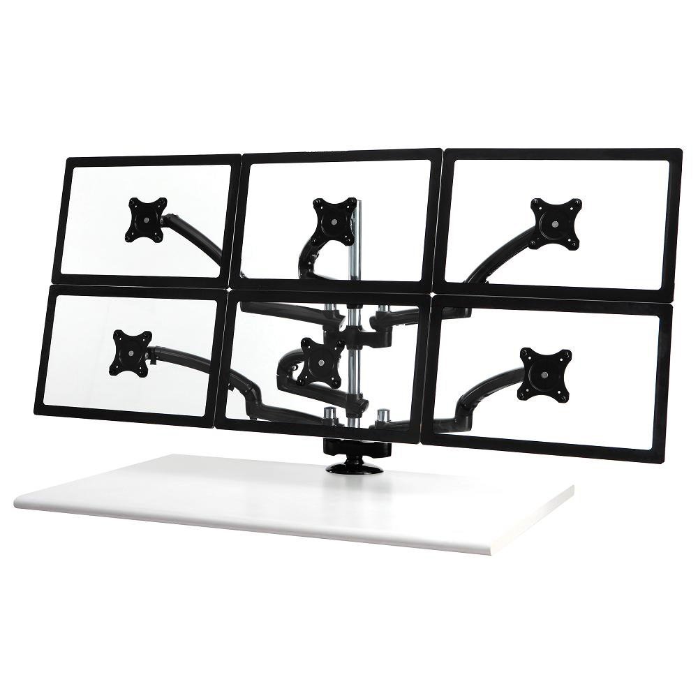 6 Monitor Stand 3X2 w/ Spring Arms Black - DM-GB616