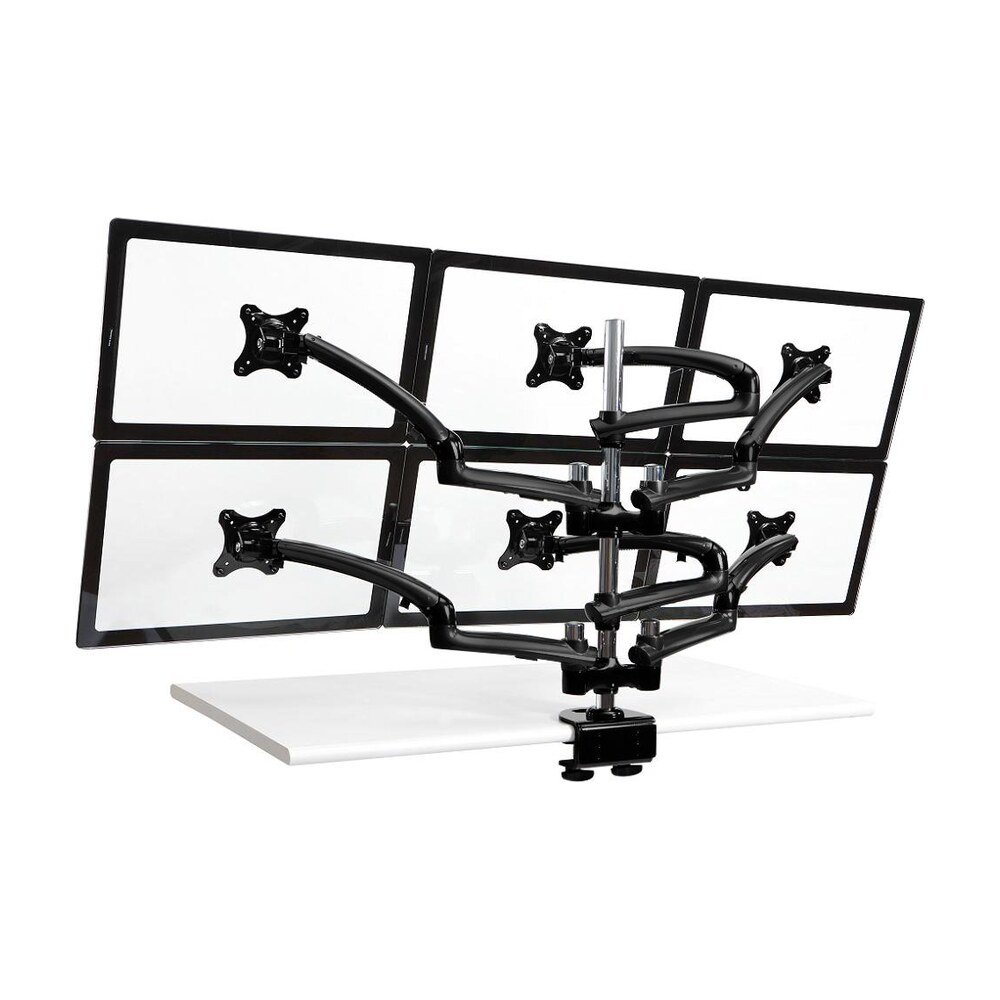 6 Monitor Stand 3X2 w/ Spring Arms Black - DM-GB616