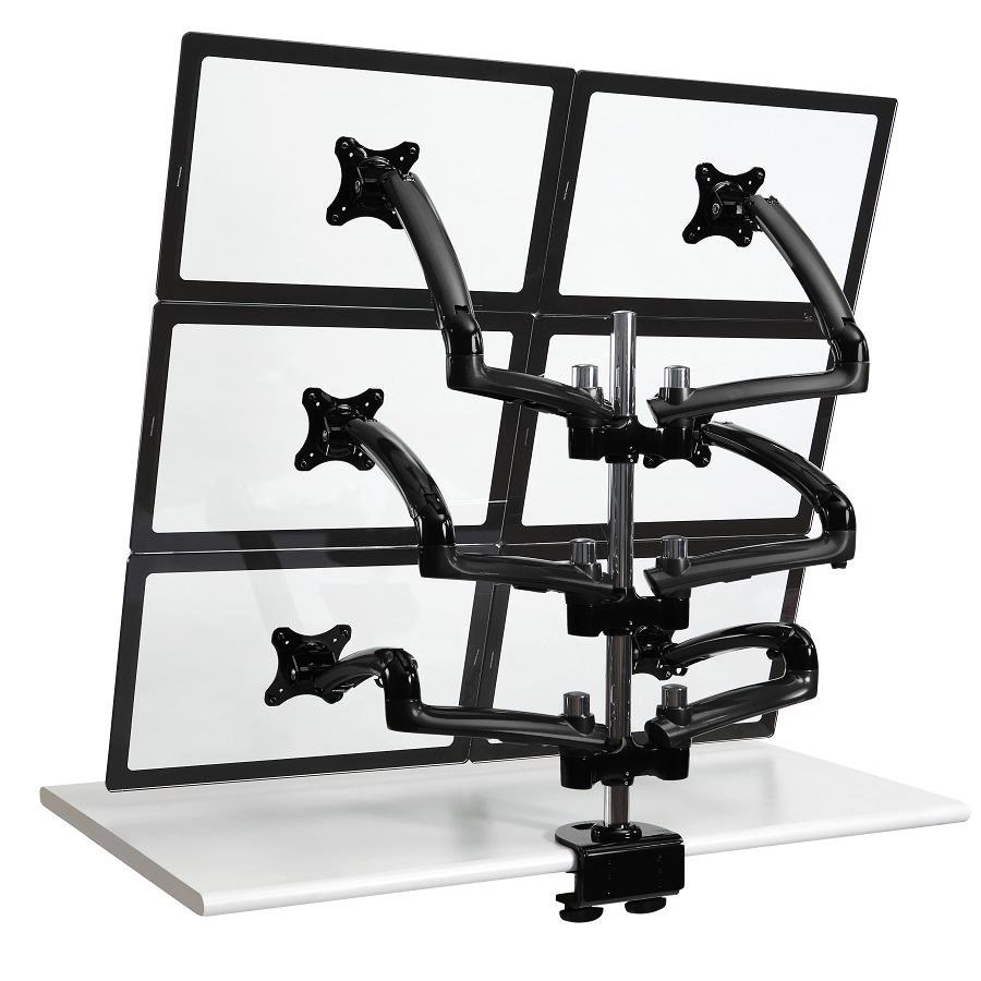 6 Monitor Stand 2X3 w/ Spring Arms Black - DM-GB61H