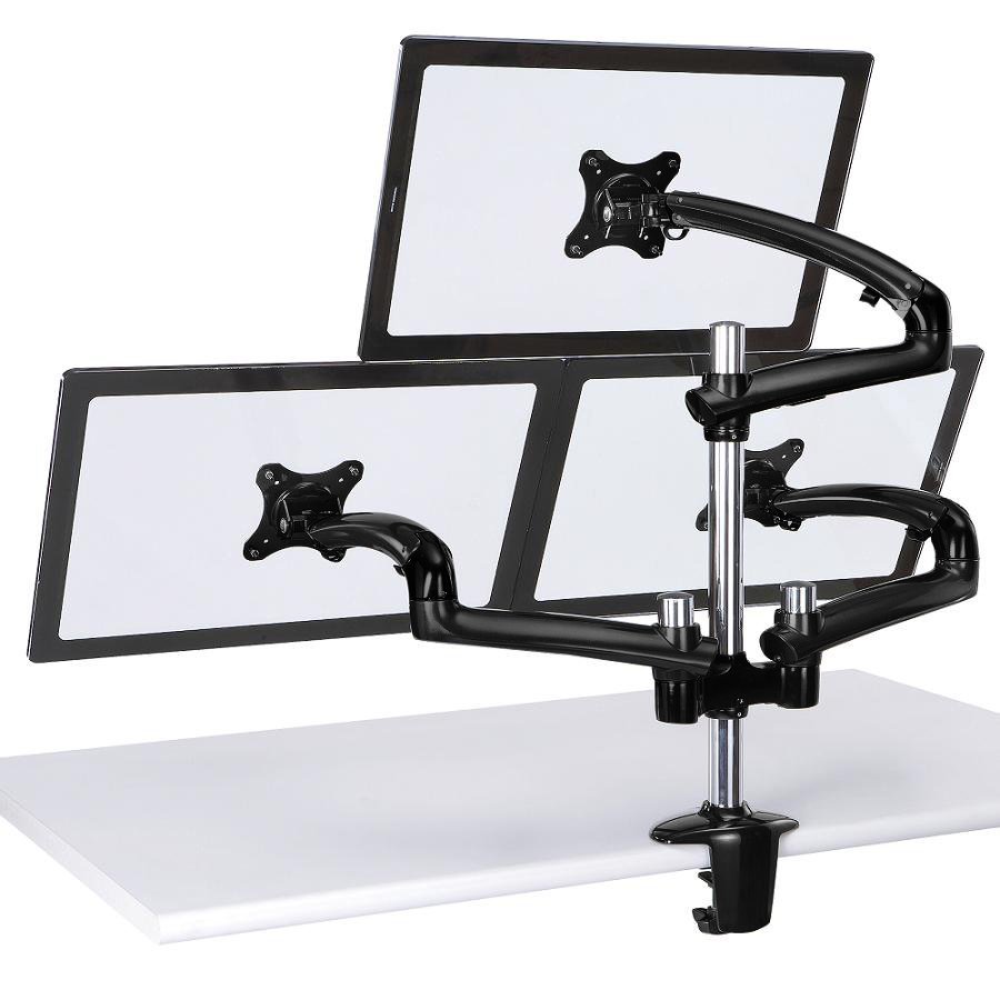 Triple Monitor Desk Mount w/ Spring Arms Black - DM-GBT13