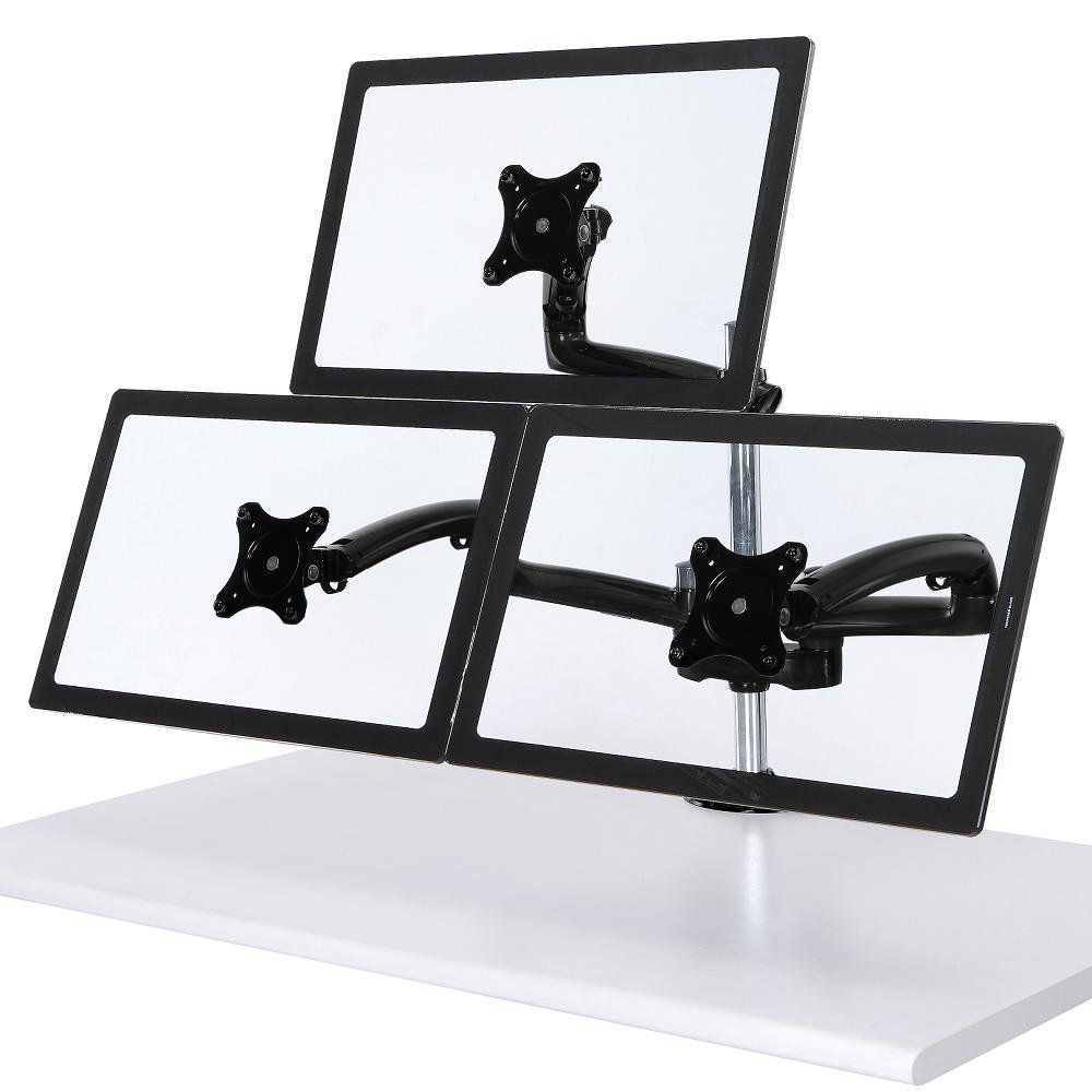 Triple Monitor Desk Mount w/ Spring Arms Black - DM-GBT13