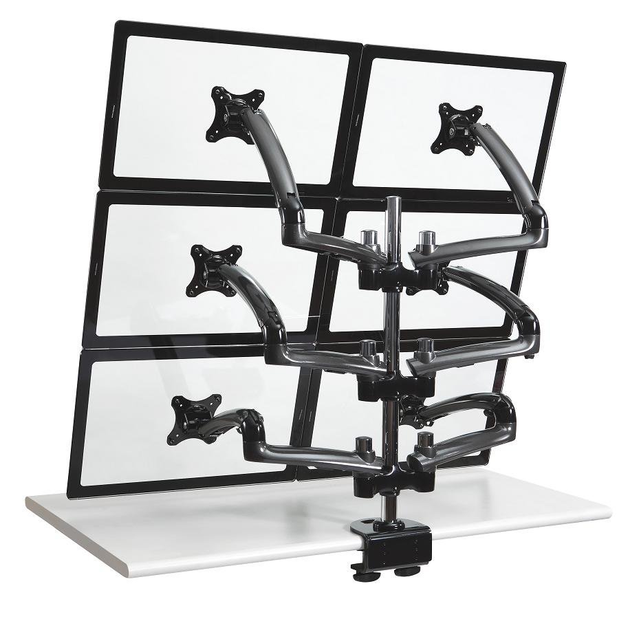 6 Monitor Stand 2X3 w/ Spring Arms Dark Gray - DM-GM61H