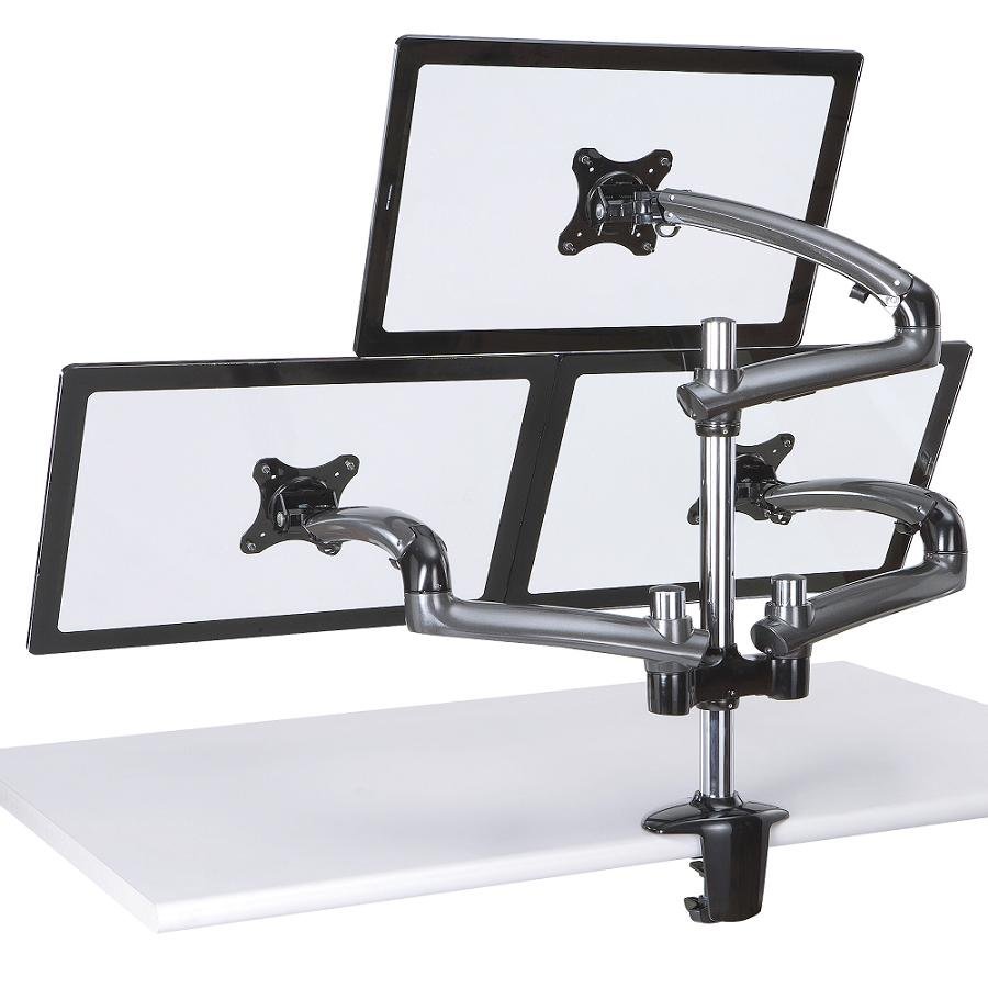 Triple Monitor Desk Mount w/ Spring Arms Dark Gray - DM-GMT13