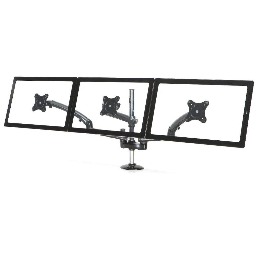 Triple Monitor Desk Mount w/ Spring Arms Dark Gray - DM-GMT13