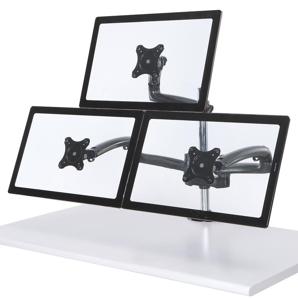 Triple Monitor Desk Mount w/ Spring Arms Dark Gray - DM-GMT13