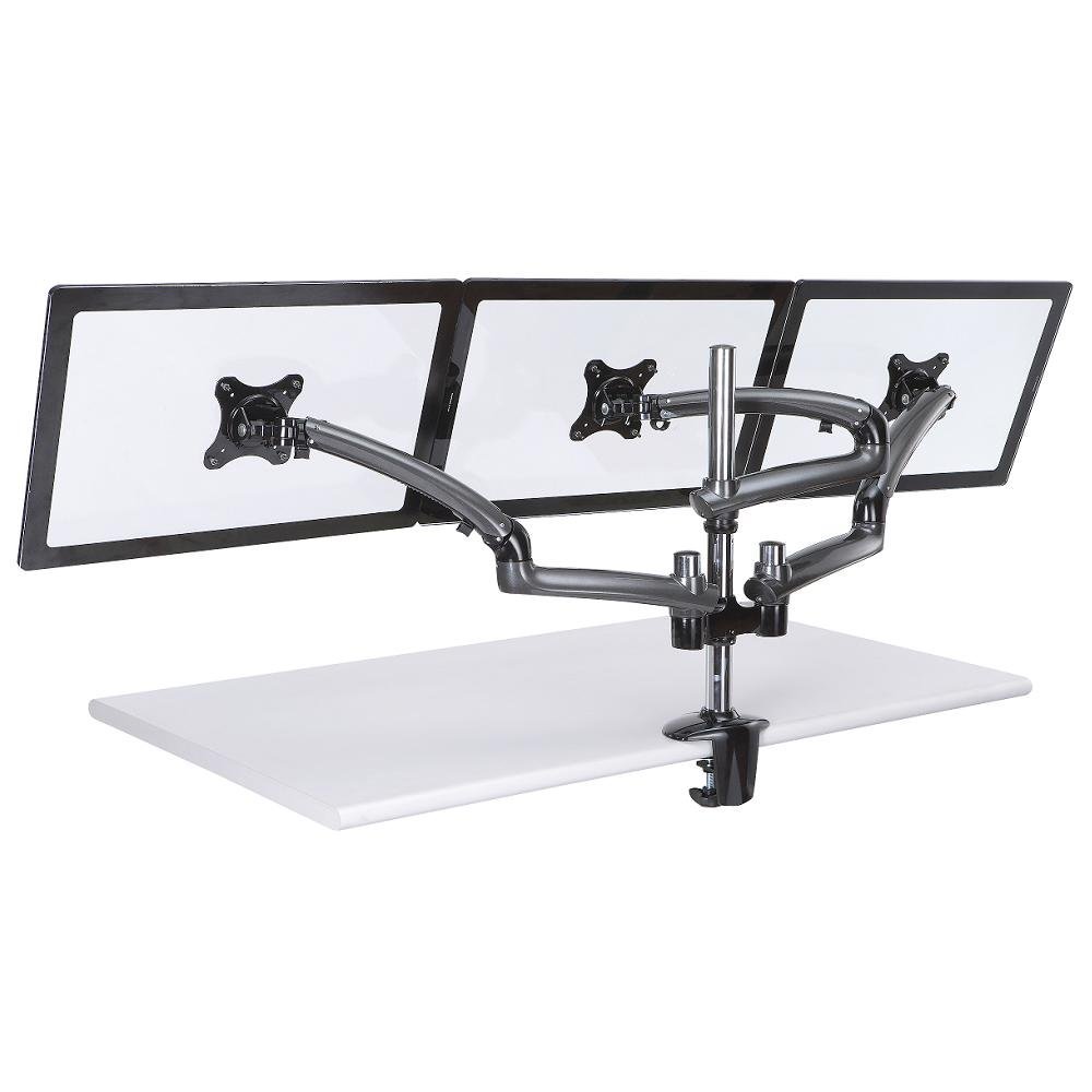 Triple Monitor Desk Mount w/ Spring Arms Dark Gray - DM-GMT13