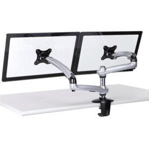 Dual Monitor Stand w/ Spring Arms Silver
