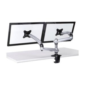 Dual Monitor Stand w/ Spring Arms Silver