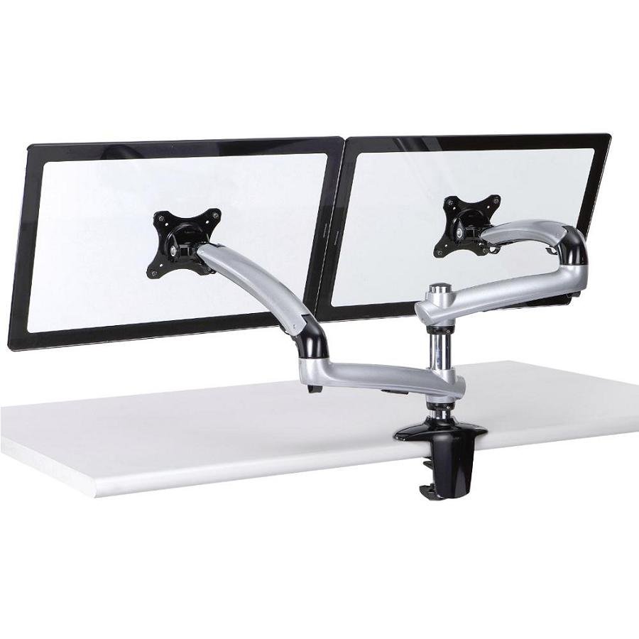 Dual Monitor Stand w/ Spring Arms Silver - DM-GS212