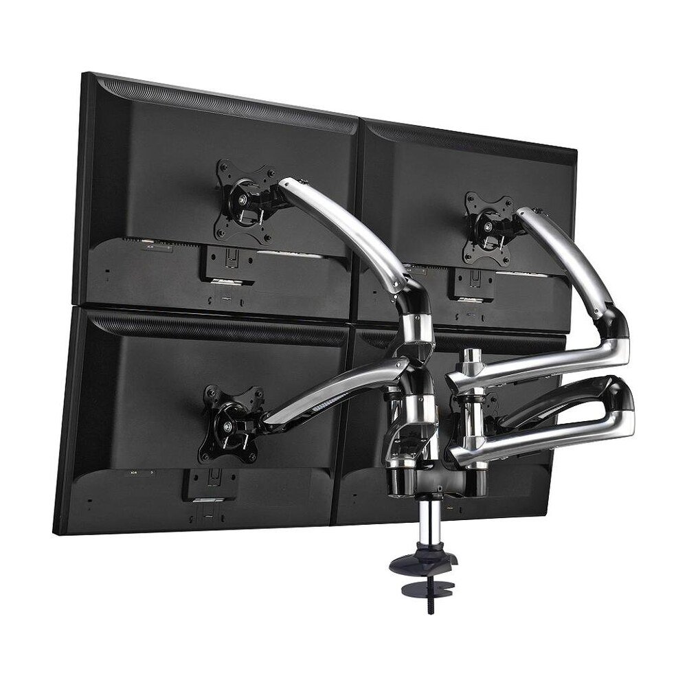 Quad Monitor Stand 2X2 w/ Spring Arms Silver - DM-GS414