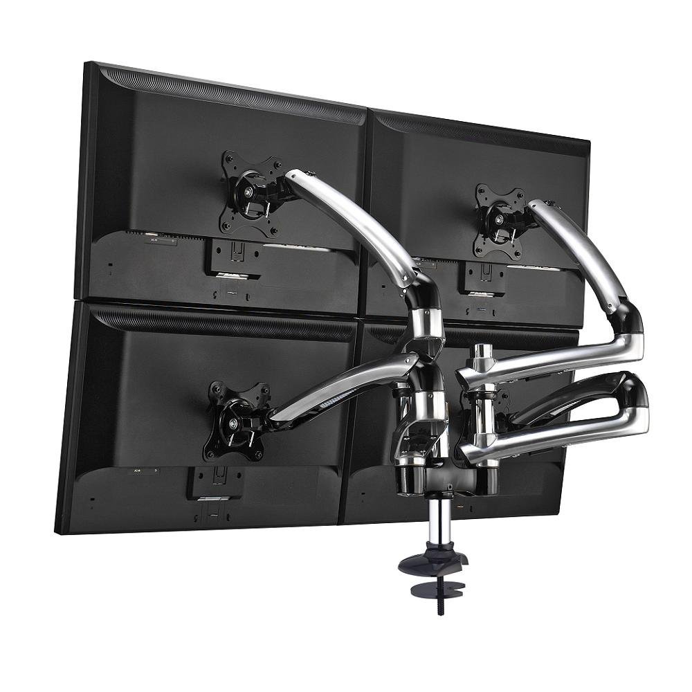 Quad Monitor Stand 2X2 w/ Spring Arms Silver - DM-GS414