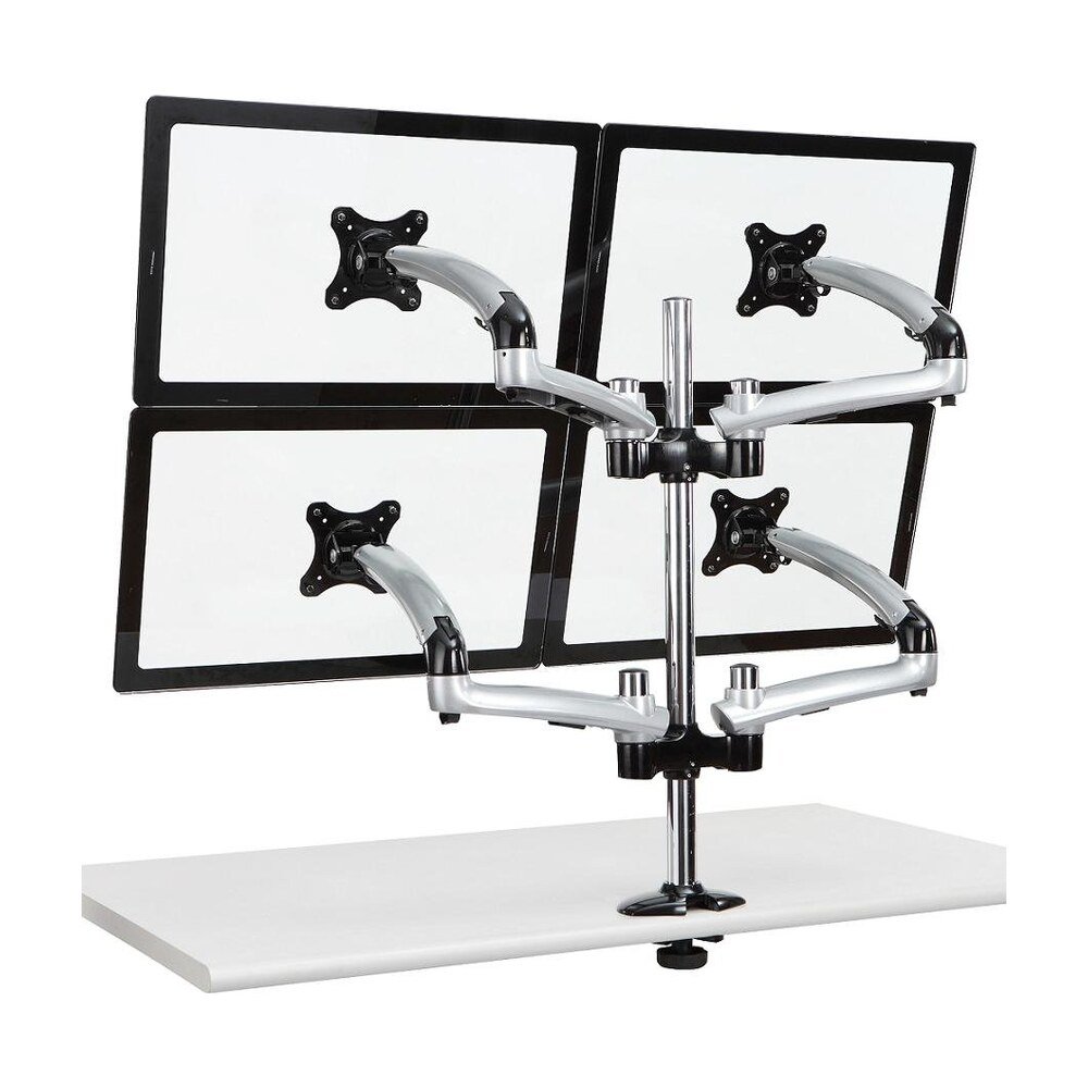 Quad Monitor Stand 2X2 w/ Spring Arms Silver - DM-GS414