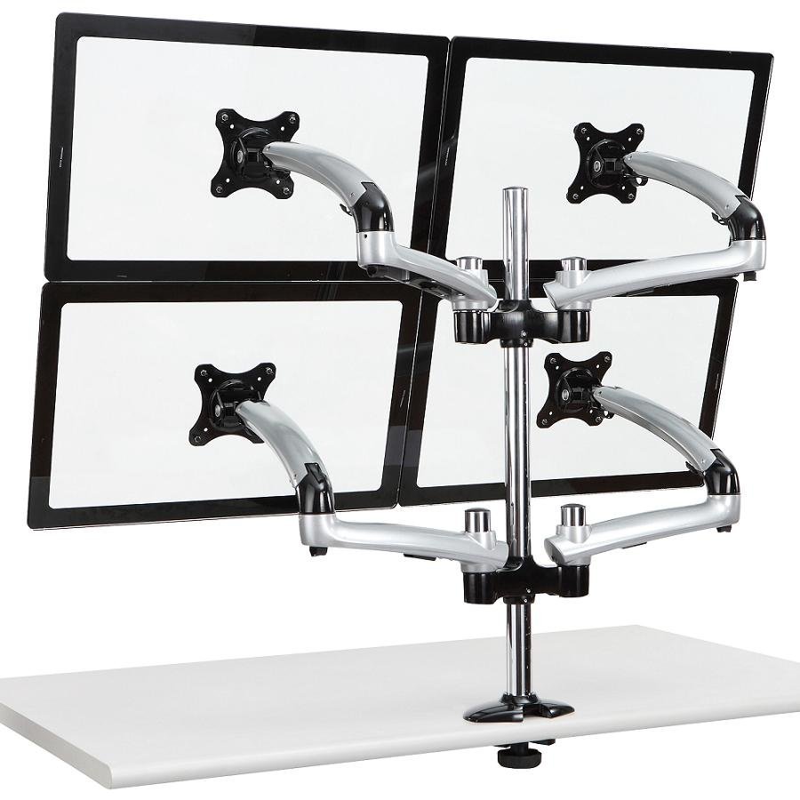 Quad Monitor Stand 2X2 w/ Spring Arms Silver - DM-GS414