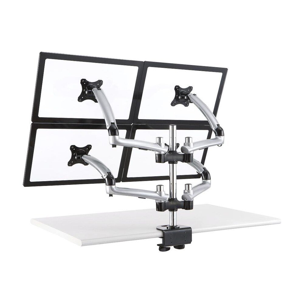Quad Monitor Stand 2X2 w/ Spring Arms Silver - DM-GS414