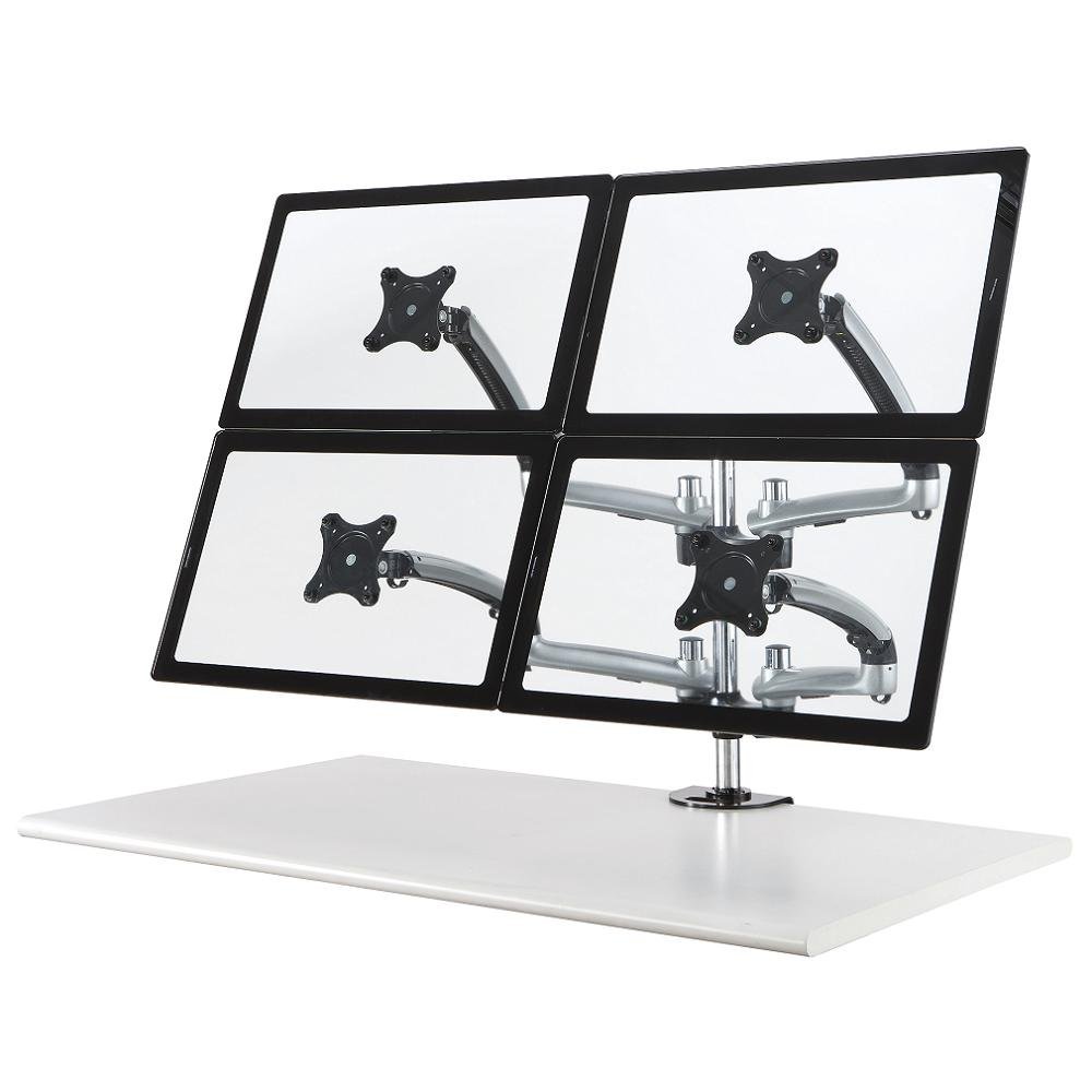 Quad Monitor Stand 2X2 w/ Spring Arms Silver - DM-GS414
