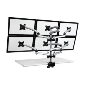 6 Monitor Stand 3X2 w/ Spring Arms Silver