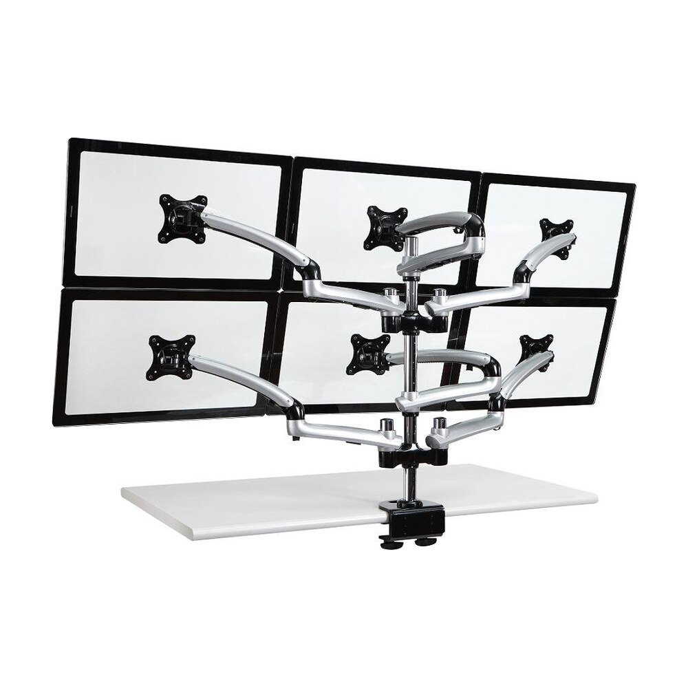6 Monitor Stand 3X2 w/ Spring Arms Silver - DM-GS616