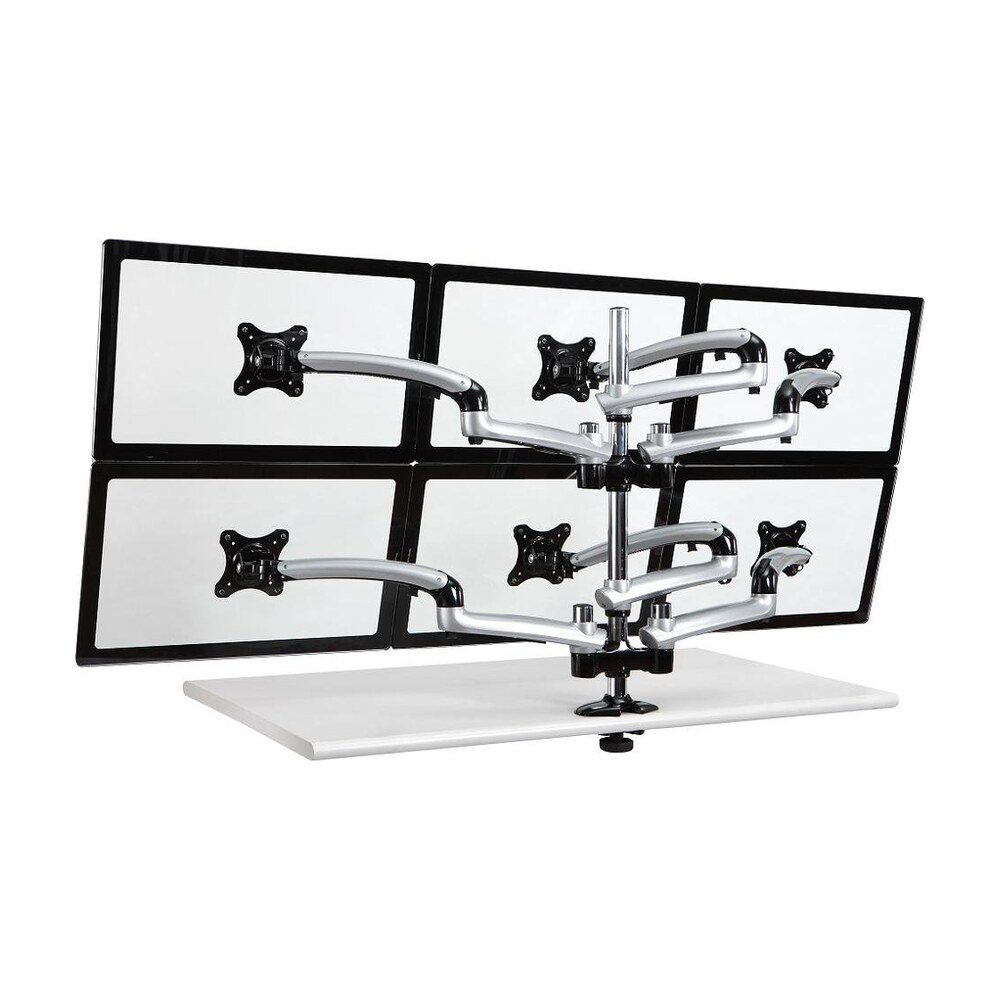 6 Monitor Stand 3X2 w/ Spring Arms Silver - DM-GS616