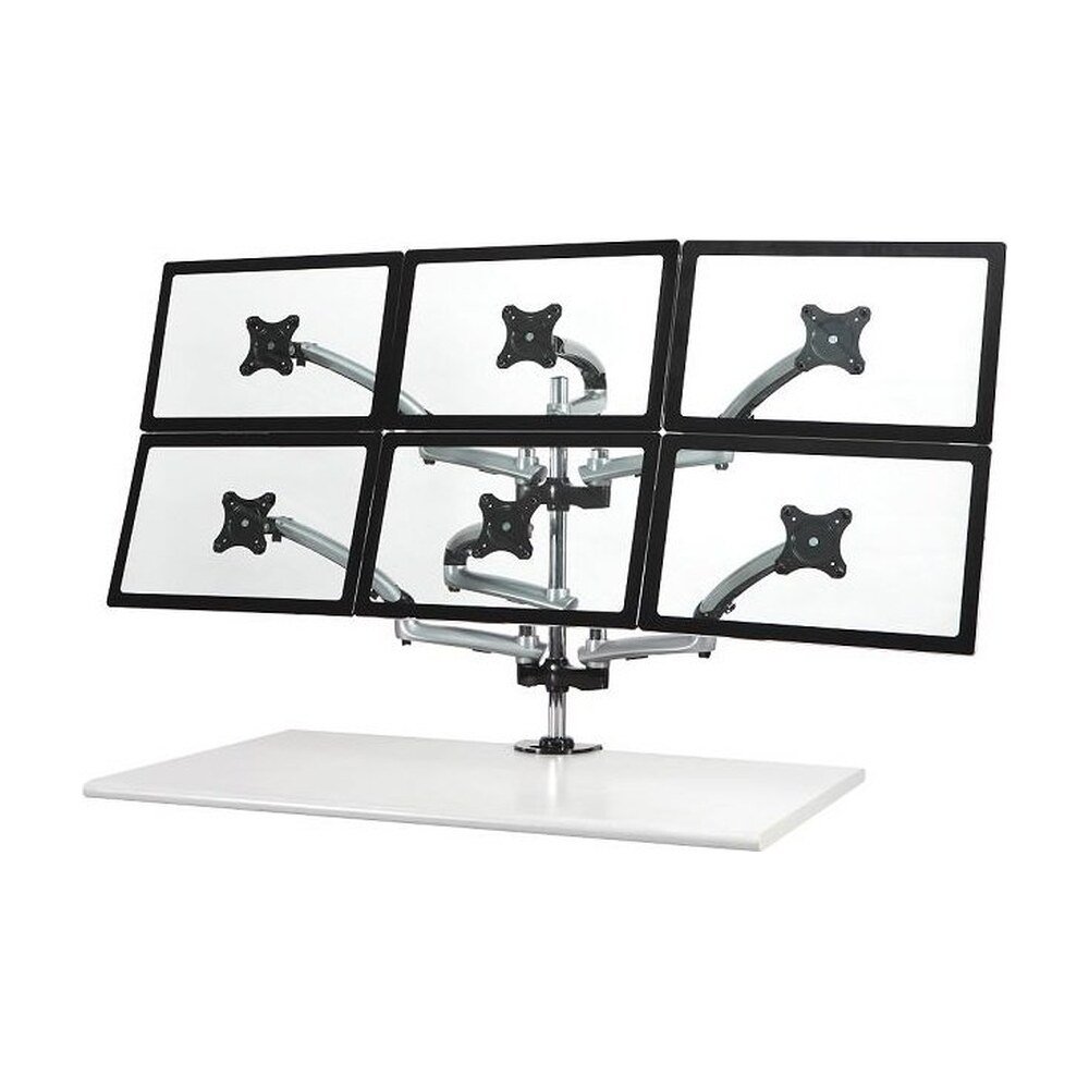 6 Monitor Stand 3X2 w/ Spring Arms Silver - DM-GS616
