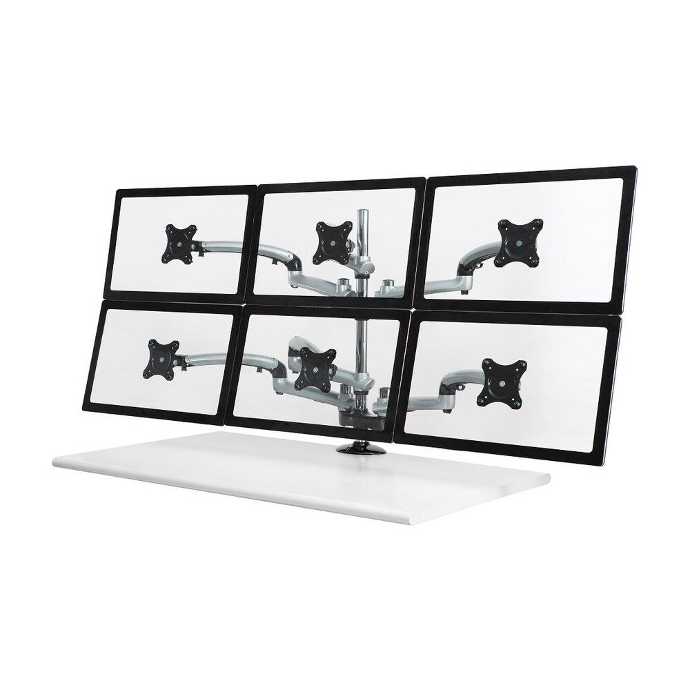 6 Monitor Stand 3X2 w/ Spring Arms Silver - DM-GS616