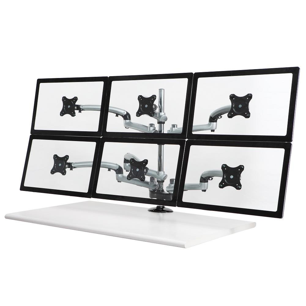 6 Monitor Stand 3X2 w/ Spring Arms Silver - DM-GS616