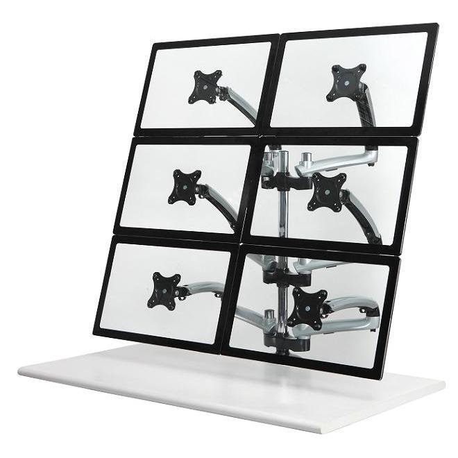 6 Monitor Stand 2X3 w/ Spring Arms Silver - DM-GS61H