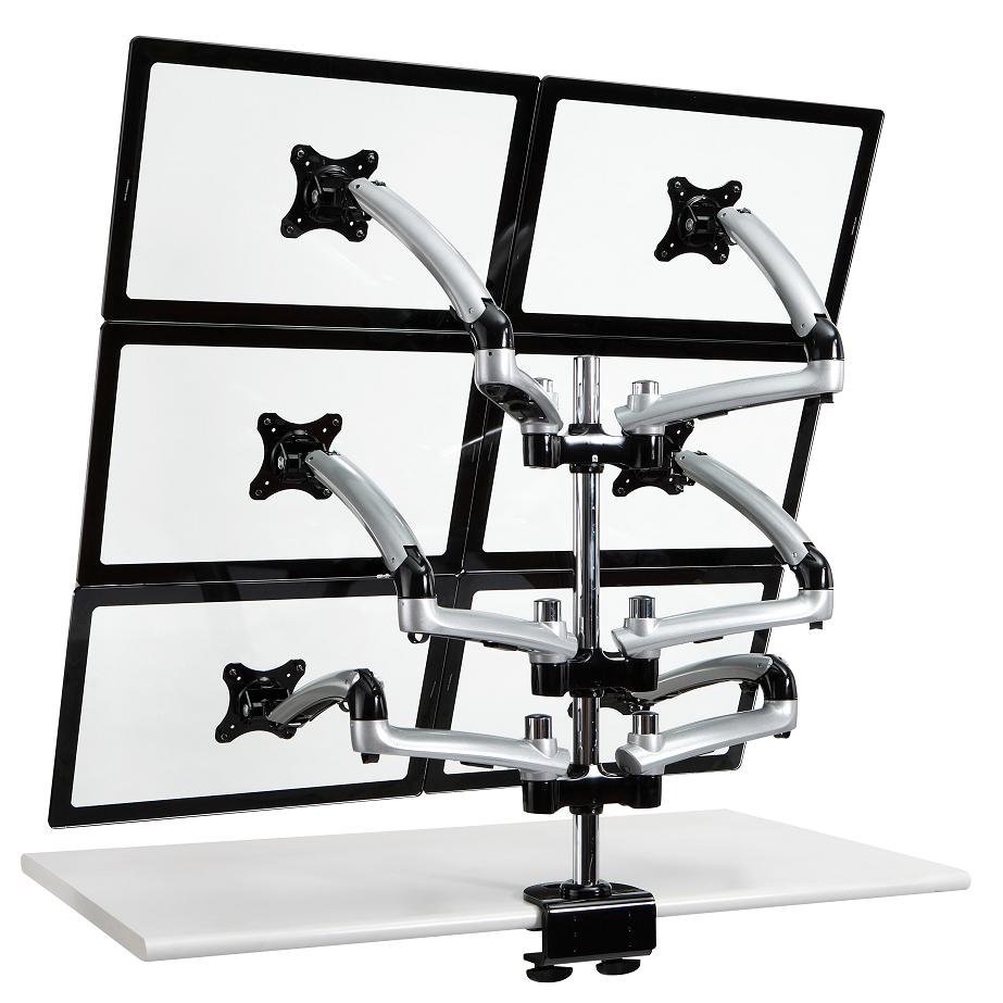 6 Monitor Stand 2X3 w/ Spring Arms Silver - DM-GS61H