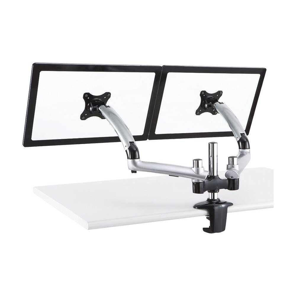 Dual Monitor Stand - Expandable w/ Spring Arms Silver - DM-GSD12