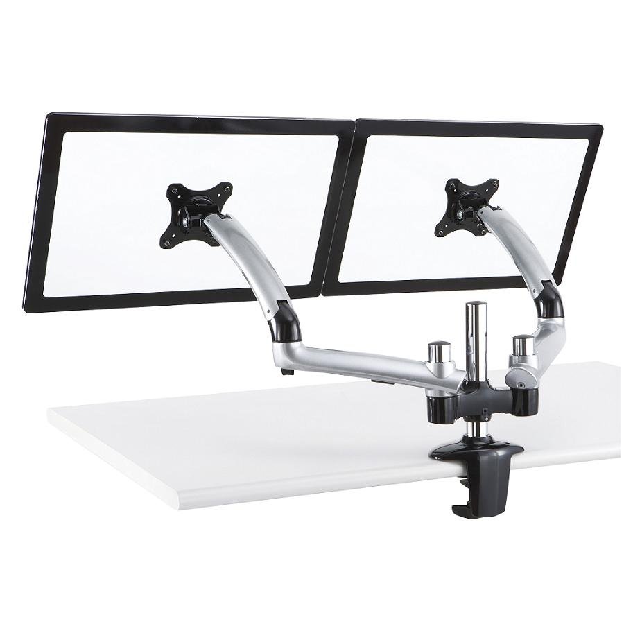 Dual Monitor Stand - Expandable w/ Spring Arms Silver - DM-GSD12