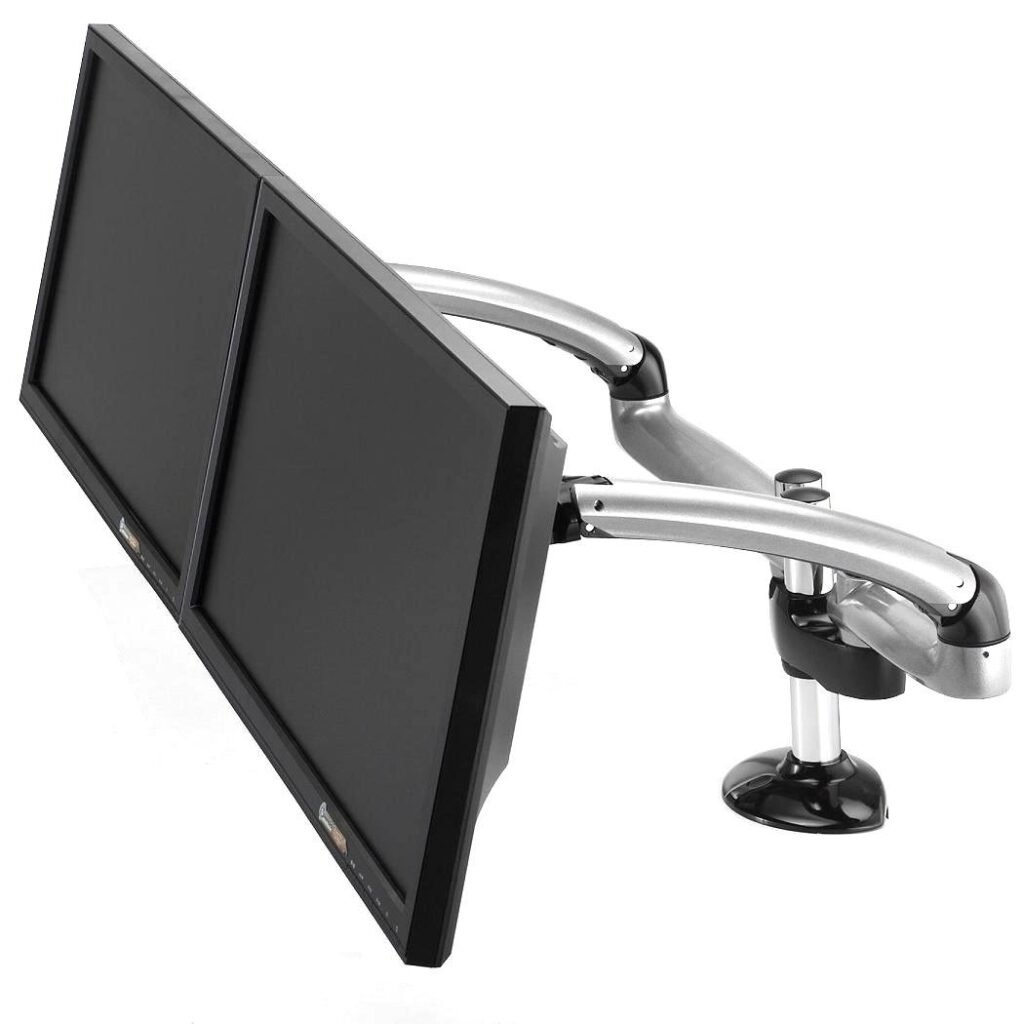 Dual Monitor Stand - Expandable w/ Spring Arms Silver - DM-GSD12